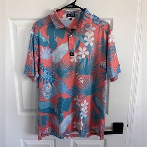 Bad Birdy Coral and Blue Floral Men's Shirt